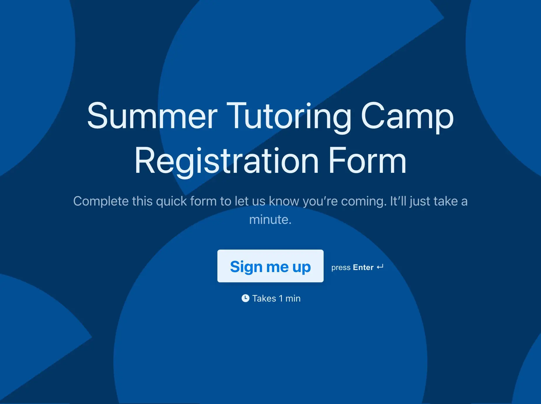 Summer Tutoring Camp Registration Form Template Hero