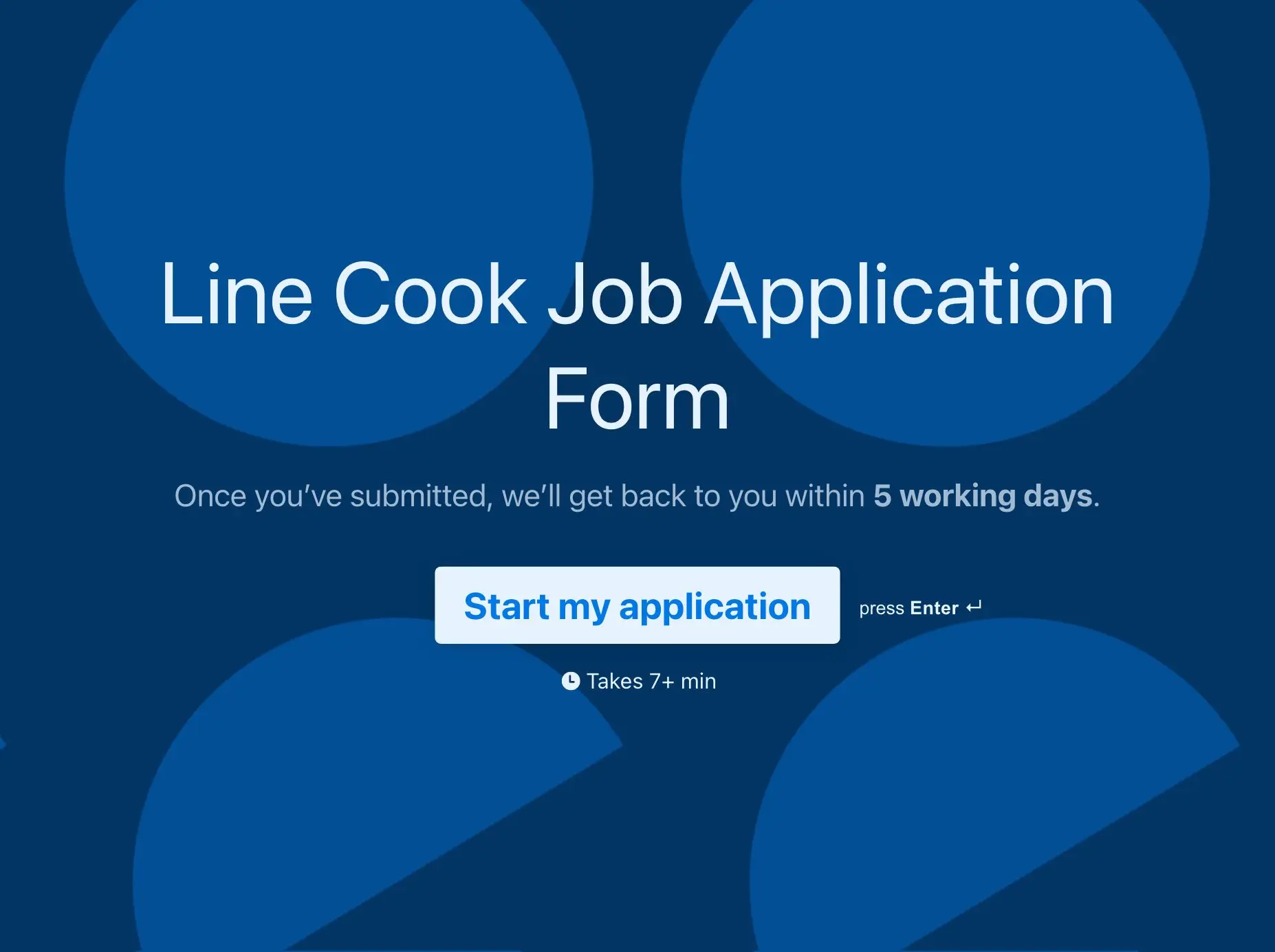 Line Cook Job Application Form Template Hero
