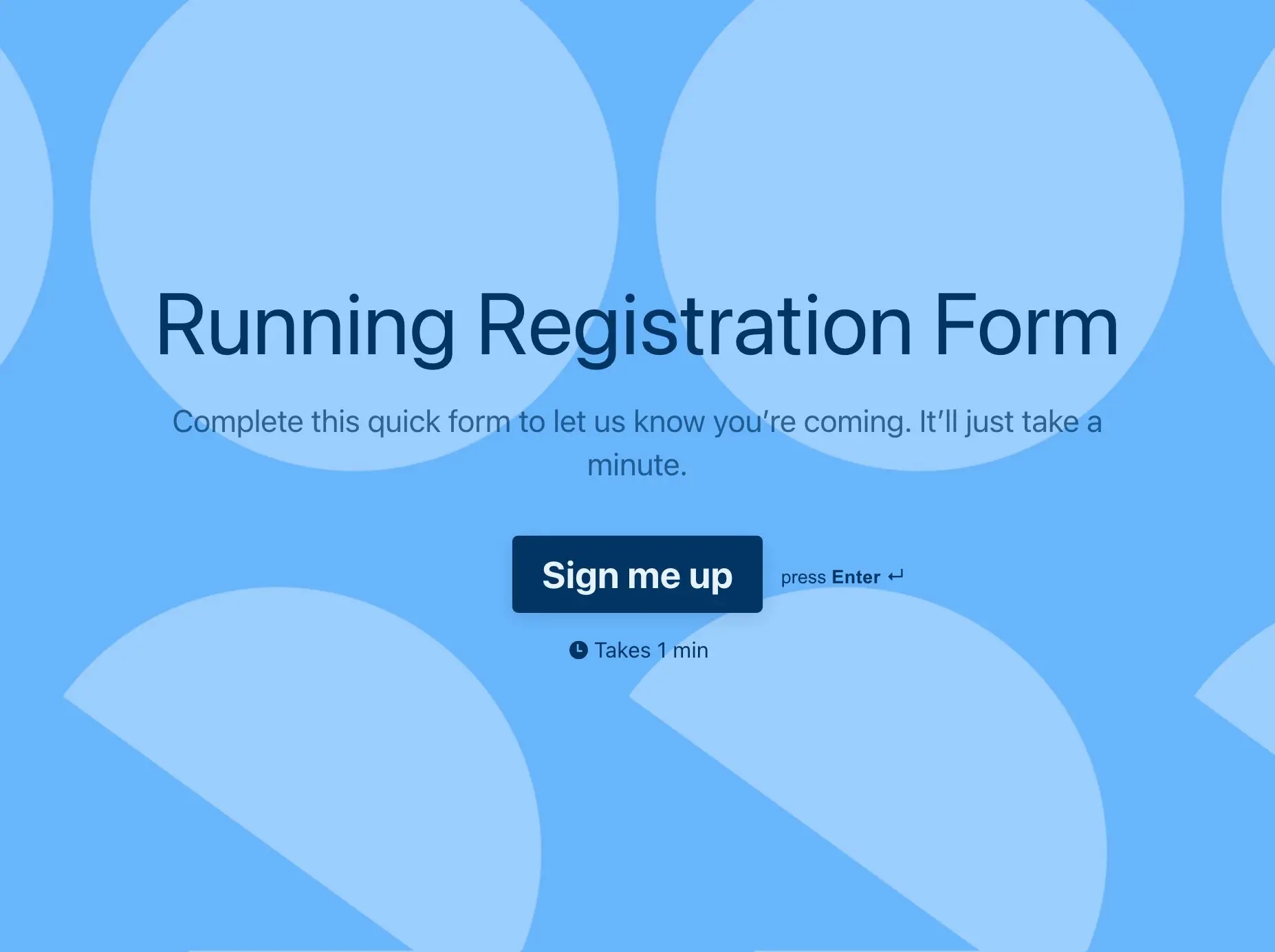 Running Registration Form Template Hero