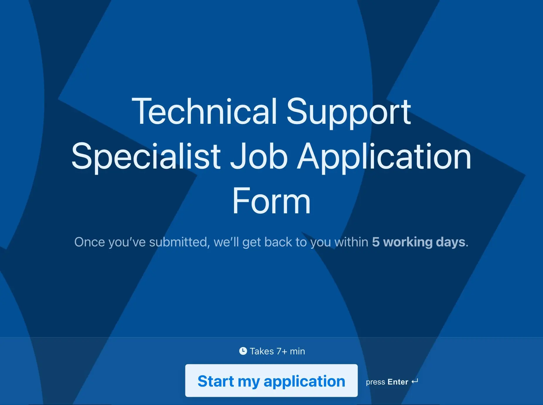 Technical Support Specialist Job Application Form Template Hero