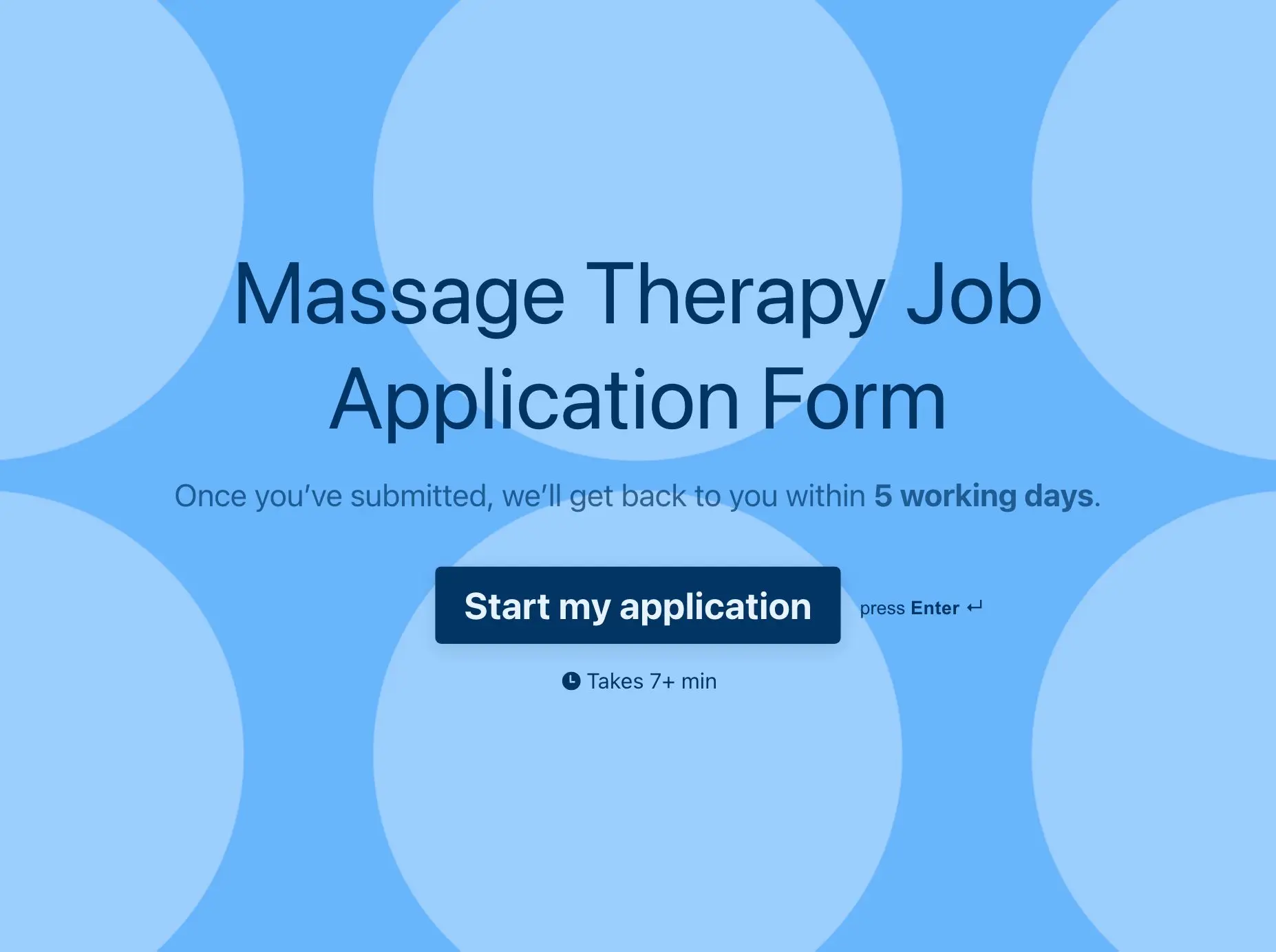 Massage Therapy Job Application Form Template Hero