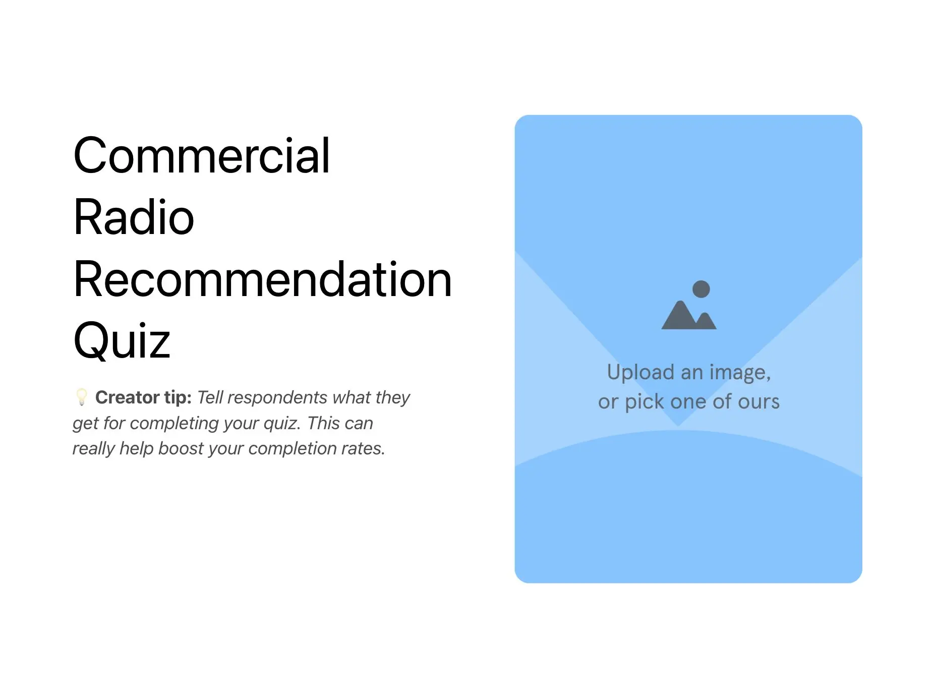 Commercial Radio Recommendation Quiz Template Hero