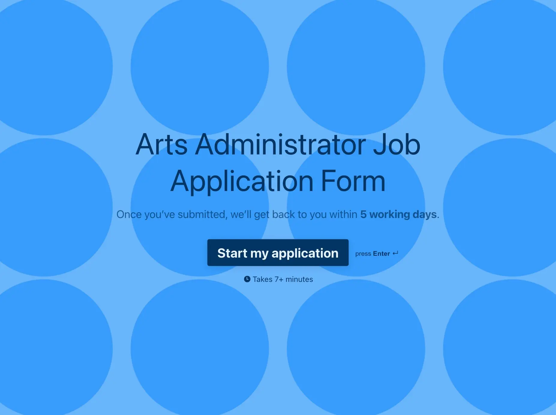 Arts Administrator Job Application Form Template Hero