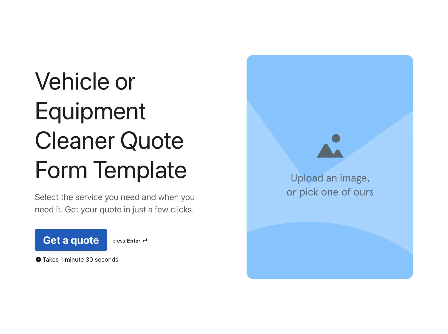 Vehicle or Equipment Cleaner Quote Form Template Hero