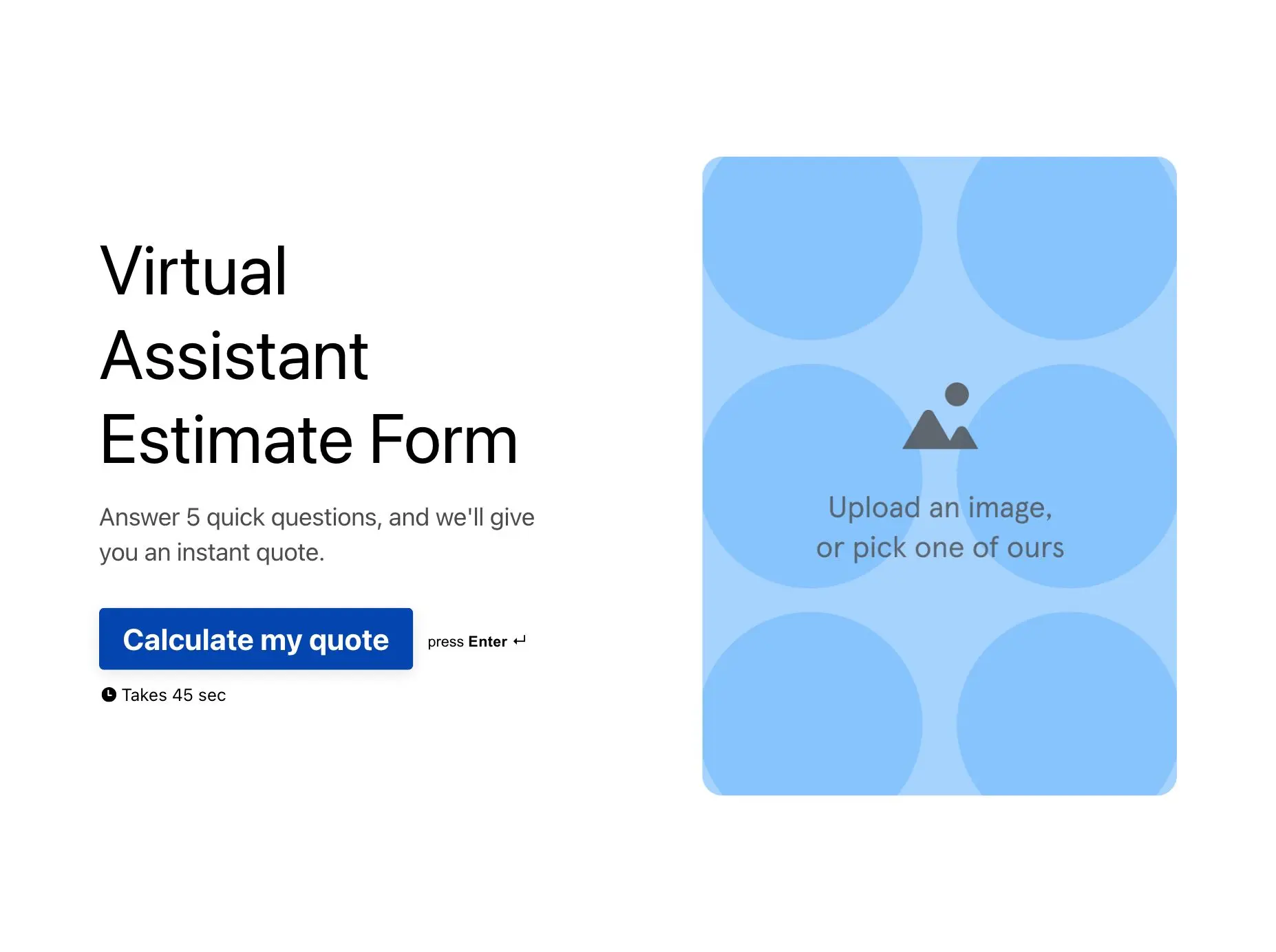Virtual Assistant Estimate Form Template Hero