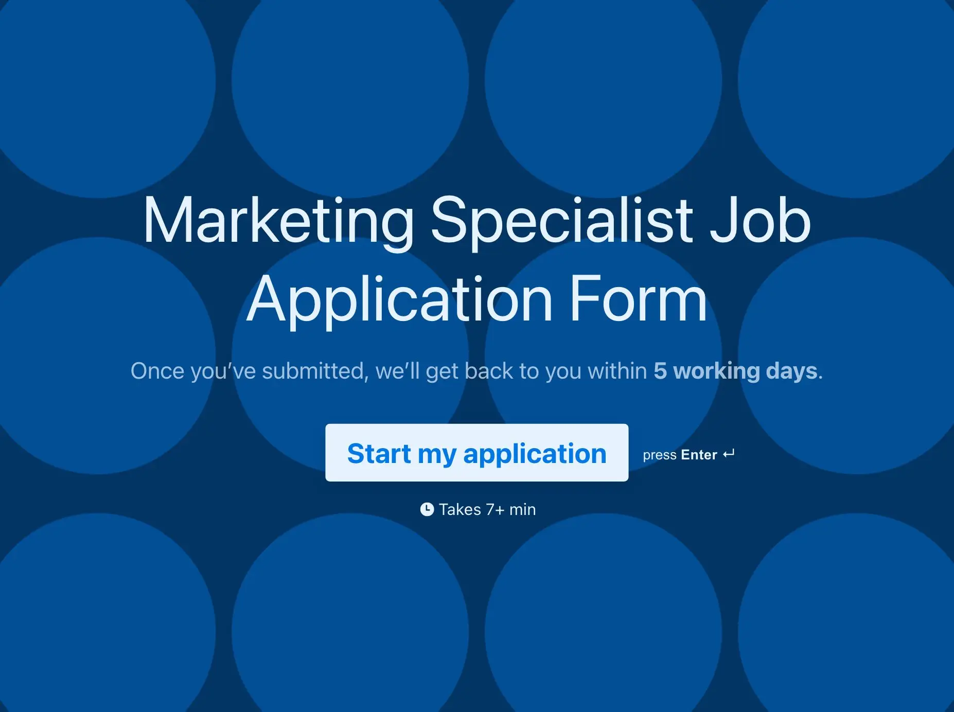 Marketing Specialist Job Application Form Template Hero