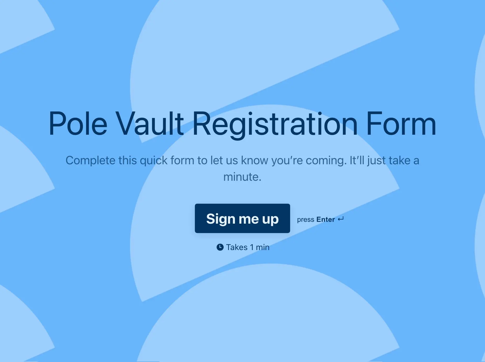 Pole Vault Registration Form Template Hero
