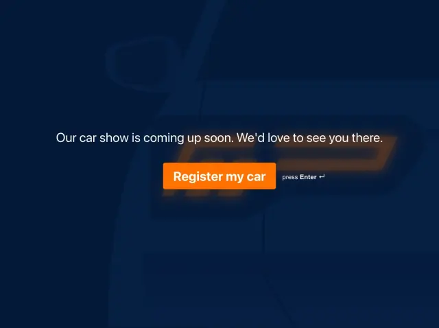 Car show registration form template Hero