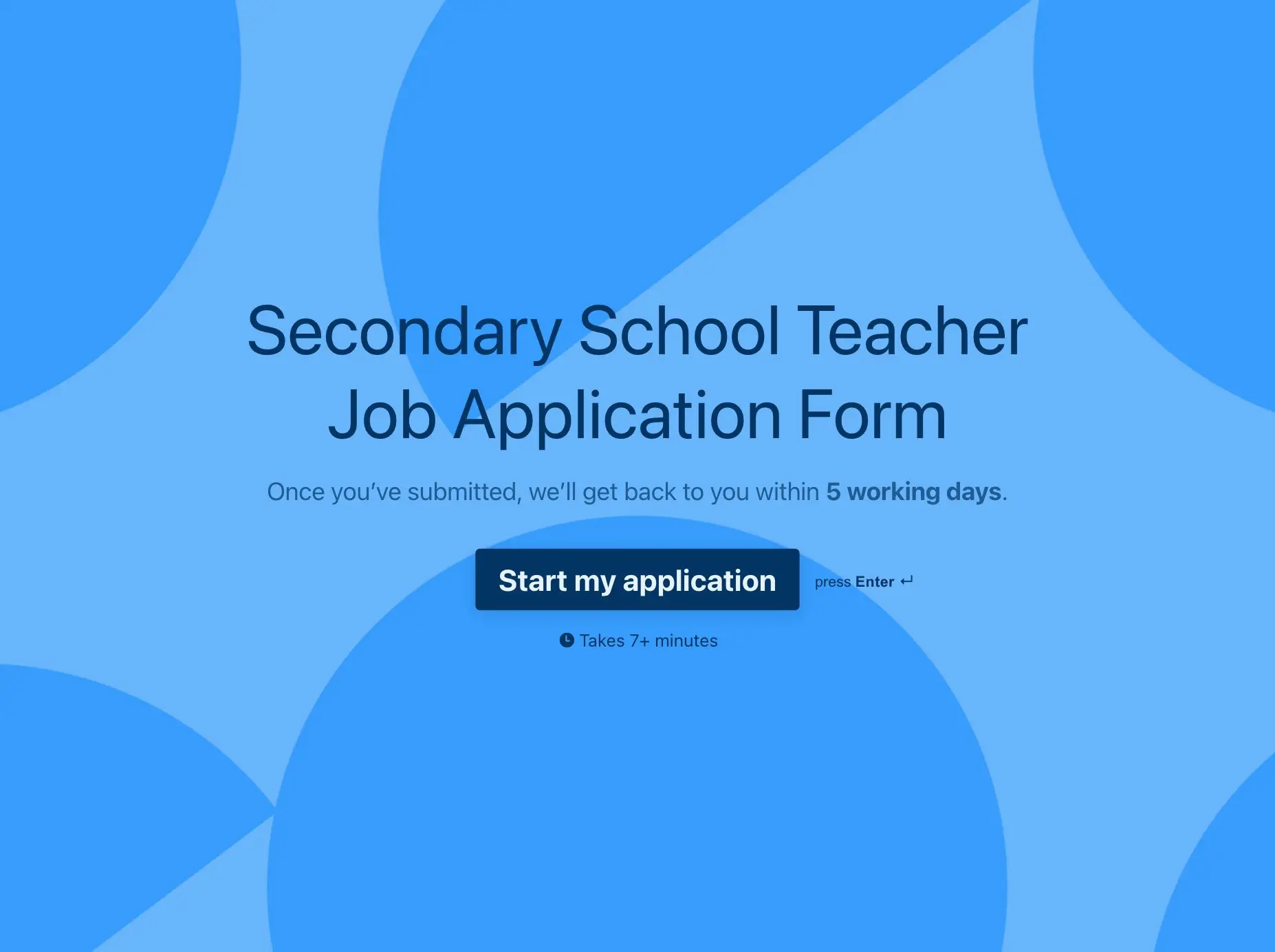 Secondary School Teacher Job Application Form Template Hero