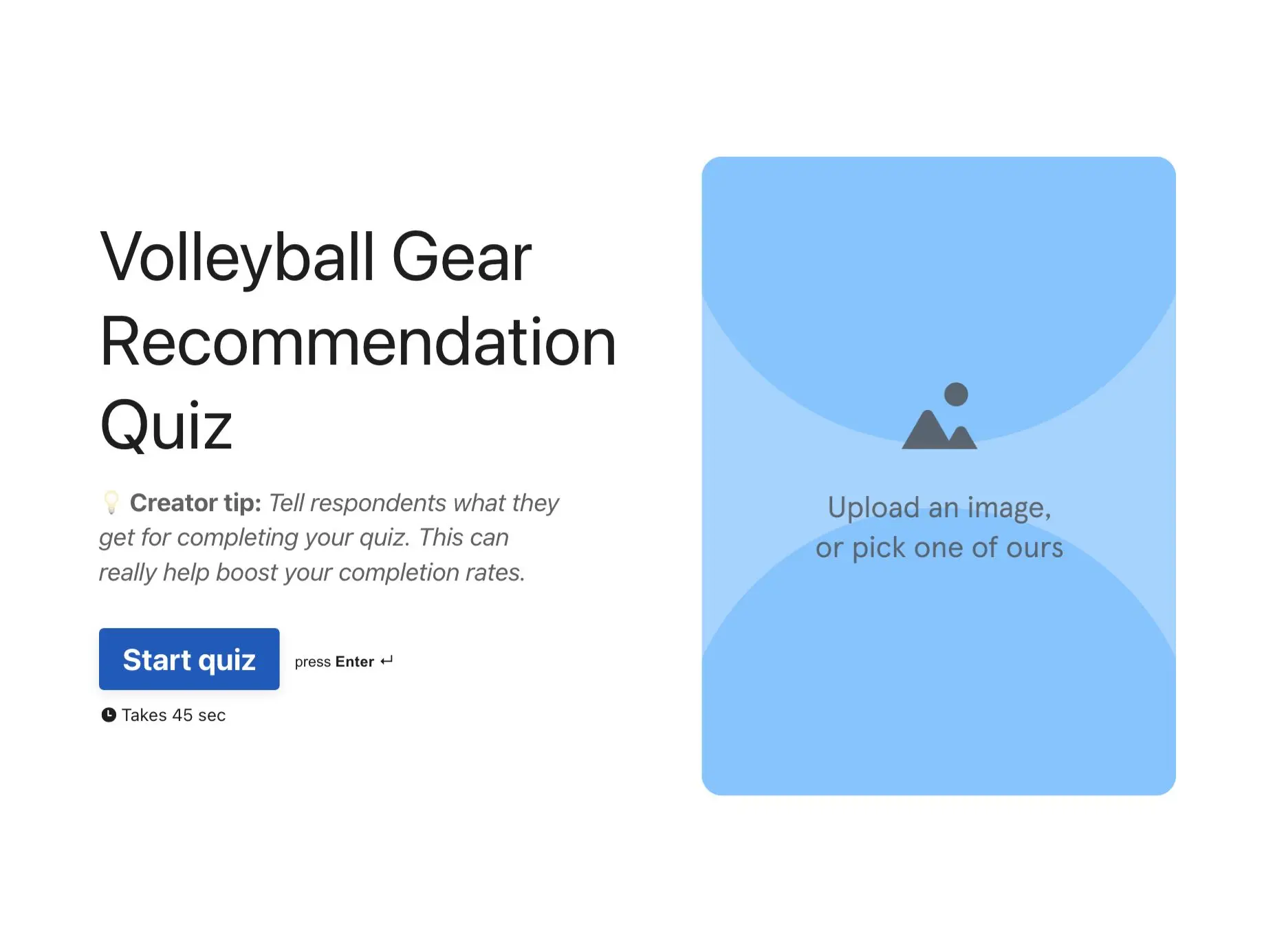 Volleyball Gear Recommendation Quiz Template Hero