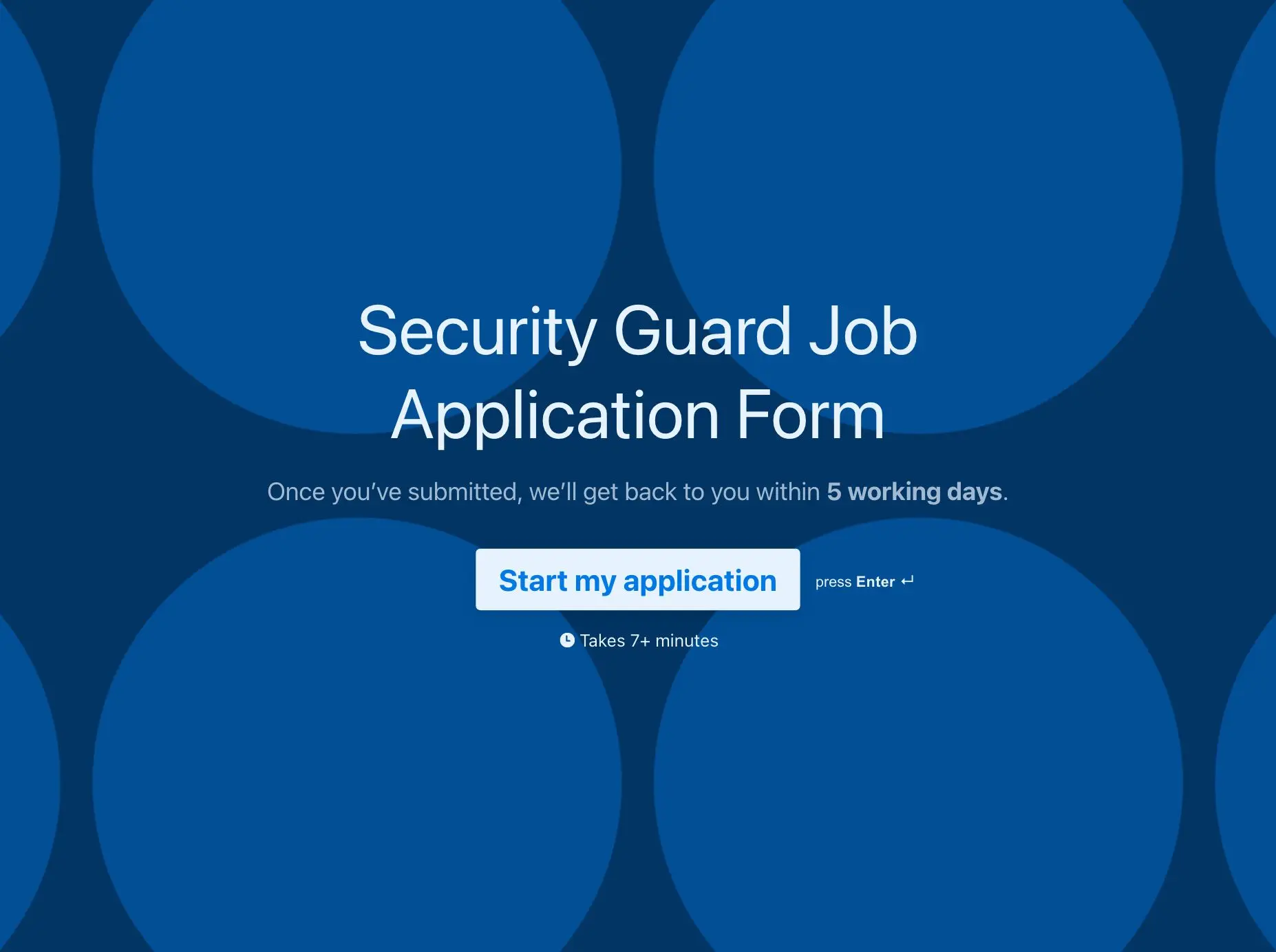 Security Guard Job Application Form Template Hero