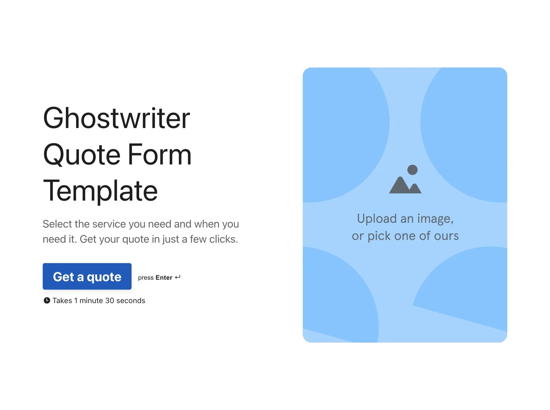 Ghostwriter Quote Form Template Hero