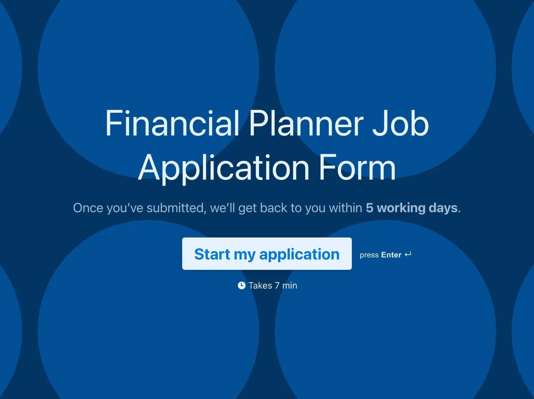 Financial Planner Job Application Form Template Hero