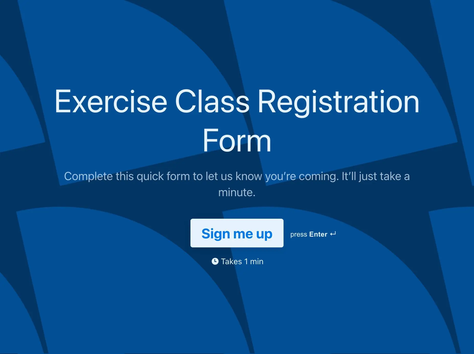 Exercise Class Registration Form Template Hero