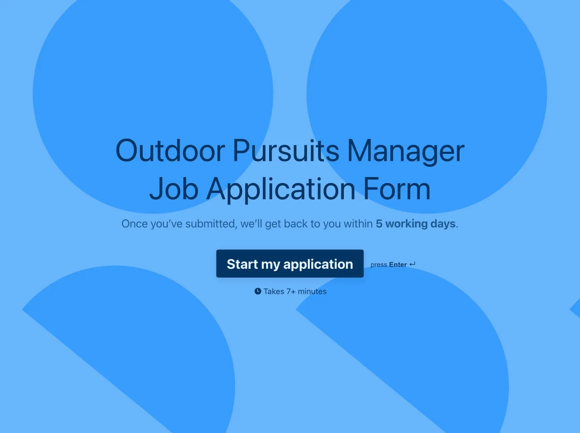 Outdoor Pursuits Manager Job Application Form Template Hero