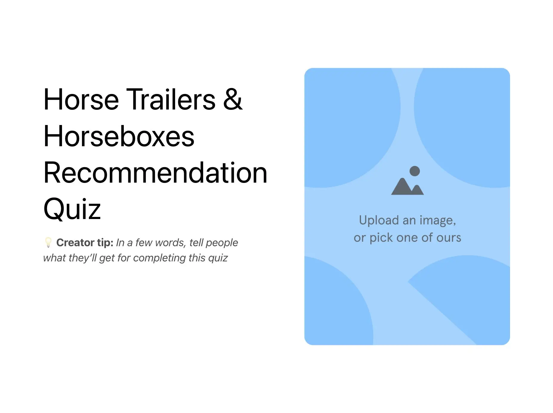 Horse Trailers & Horseboxes Recommendation Quiz Template Hero