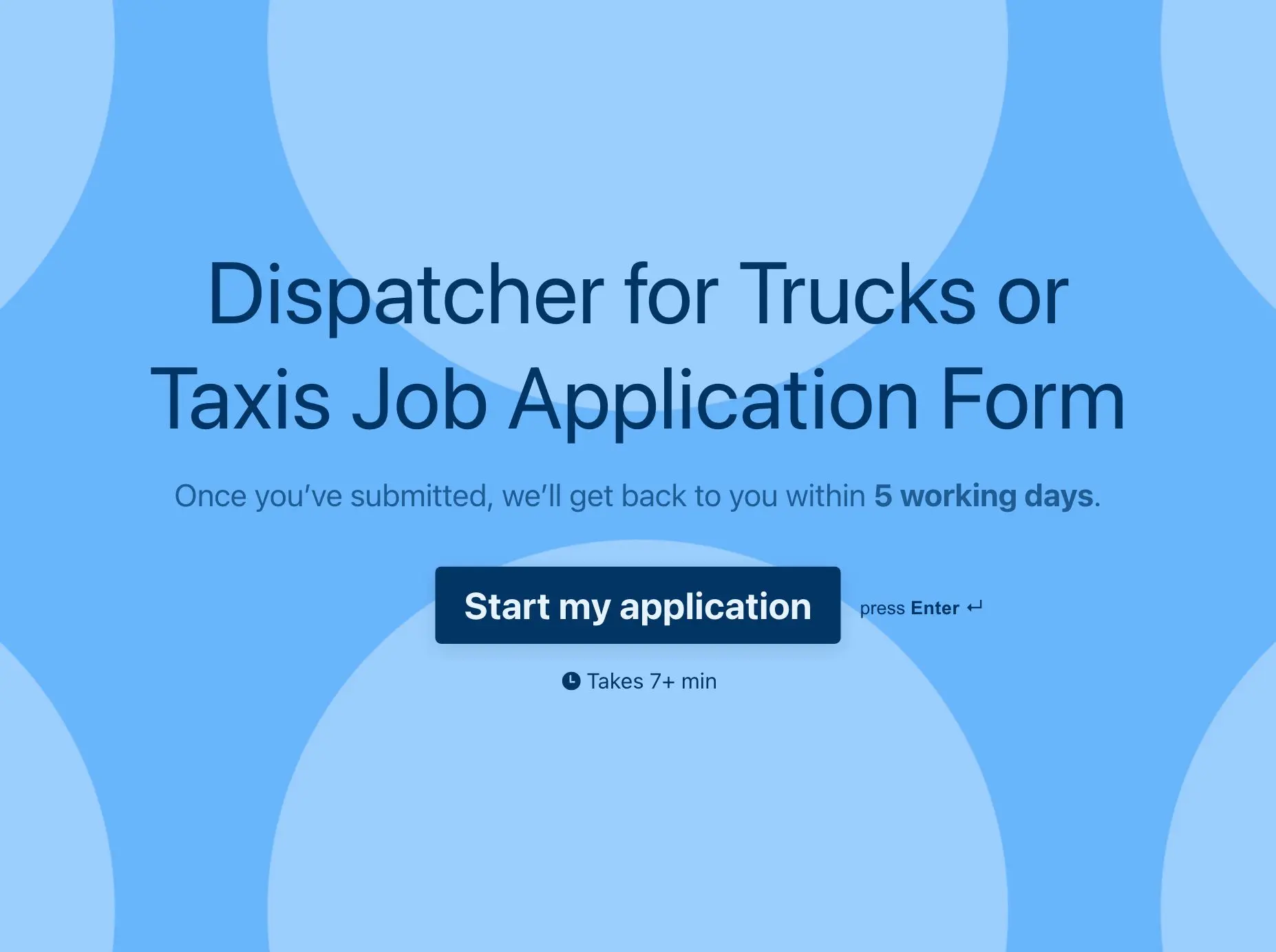 Dispatcher for Trucks or Taxis Job Application Form Template Hero