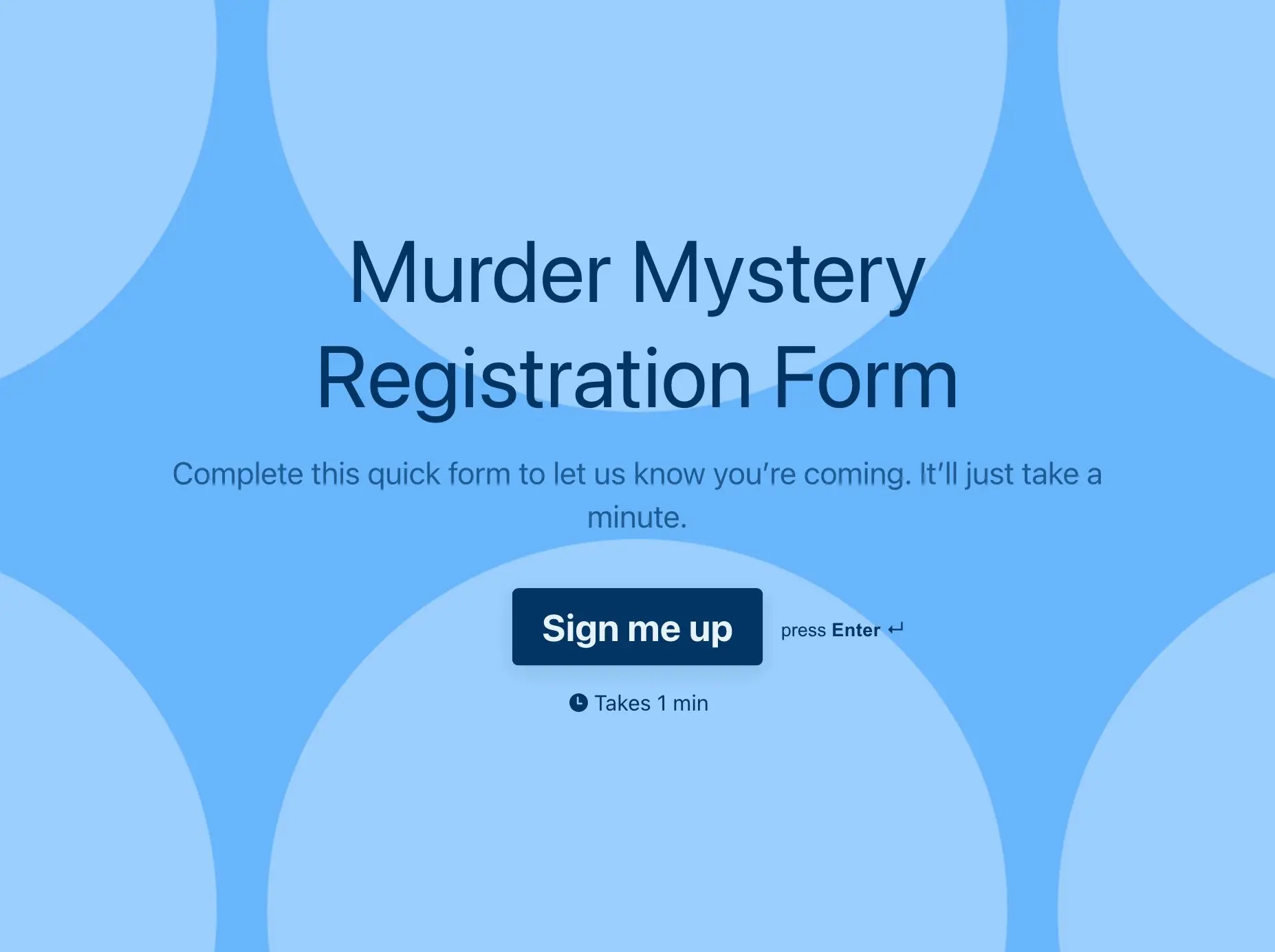 Murder Mystery Registration Form Template Hero