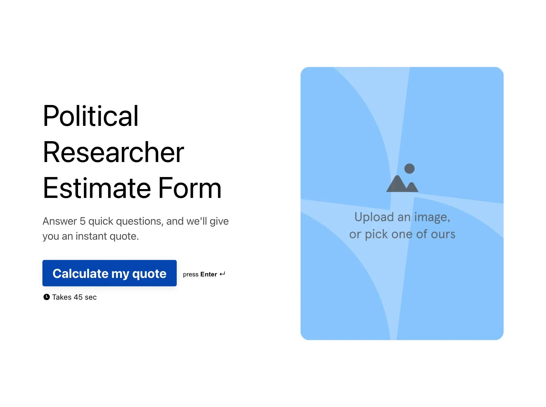 Political Researcher Estimate Form Template Hero
