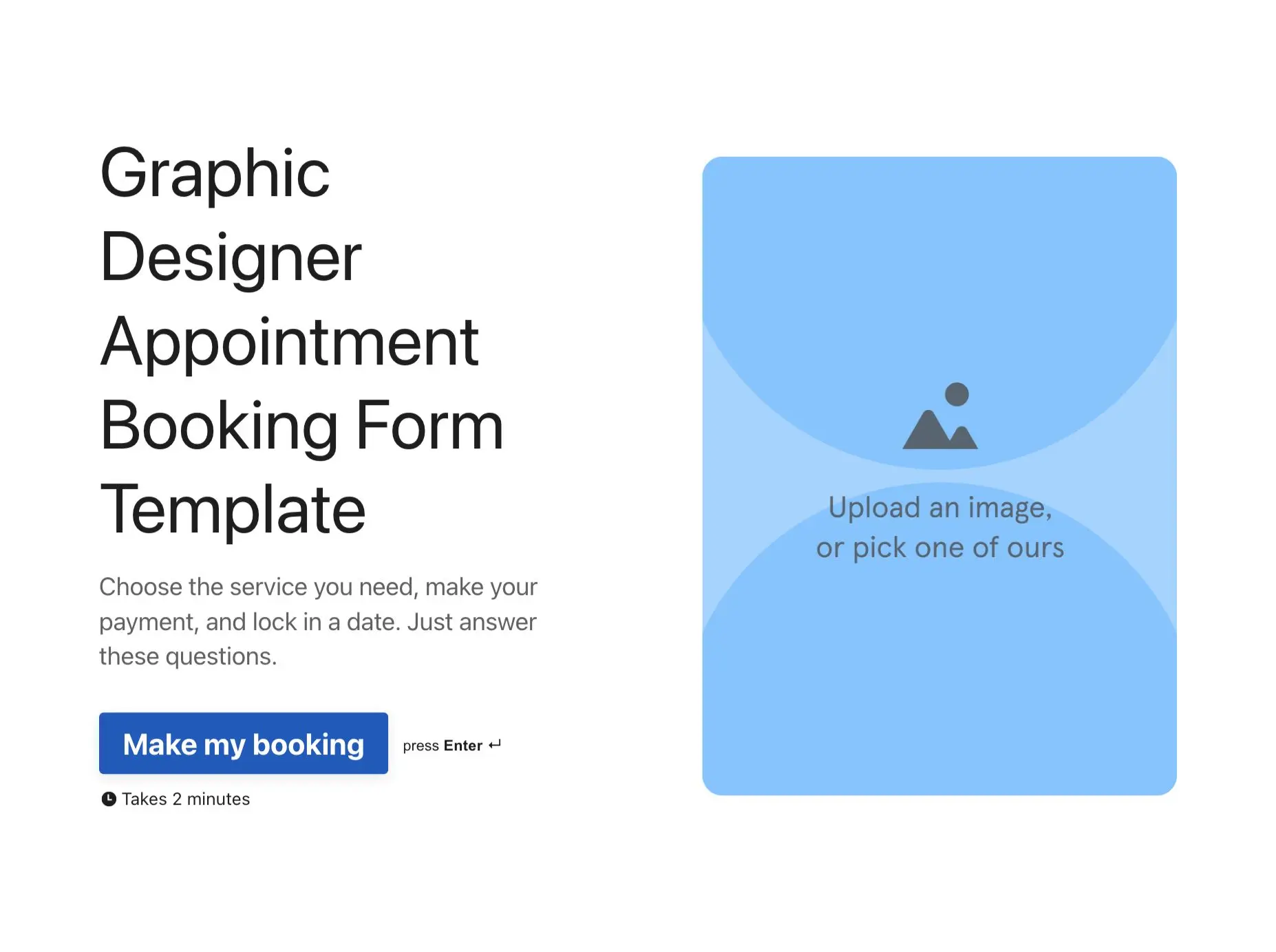 Graphic designer appointment booking form template Hero