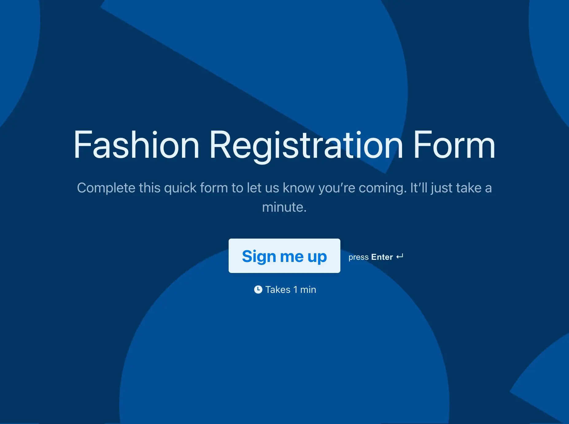 Fashion Registration Form Template Hero