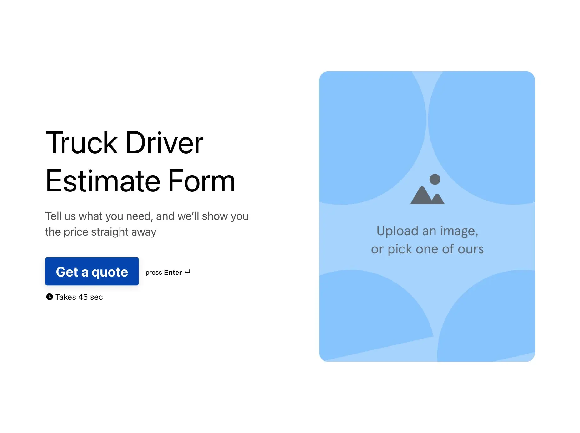 Truck Driver Estimate Form Template Hero