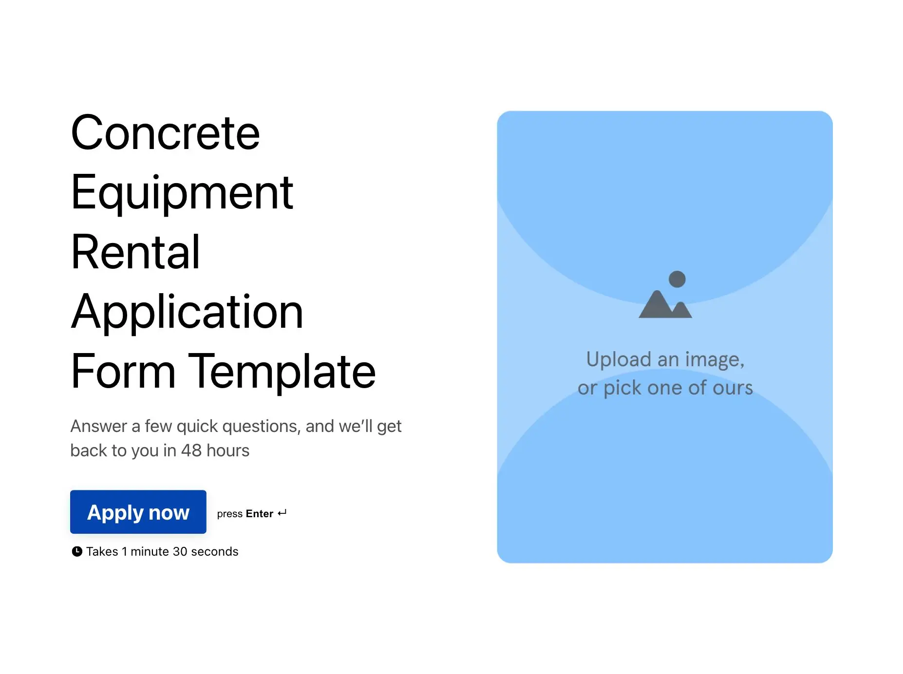 Concrete Equipment Rental Application Form Template Hero
