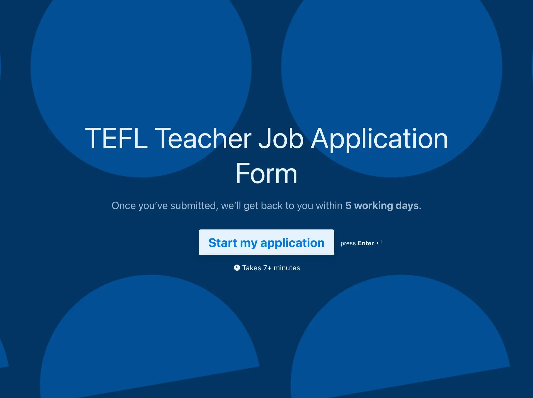 TEFL Teacher Job Application Form Template Hero