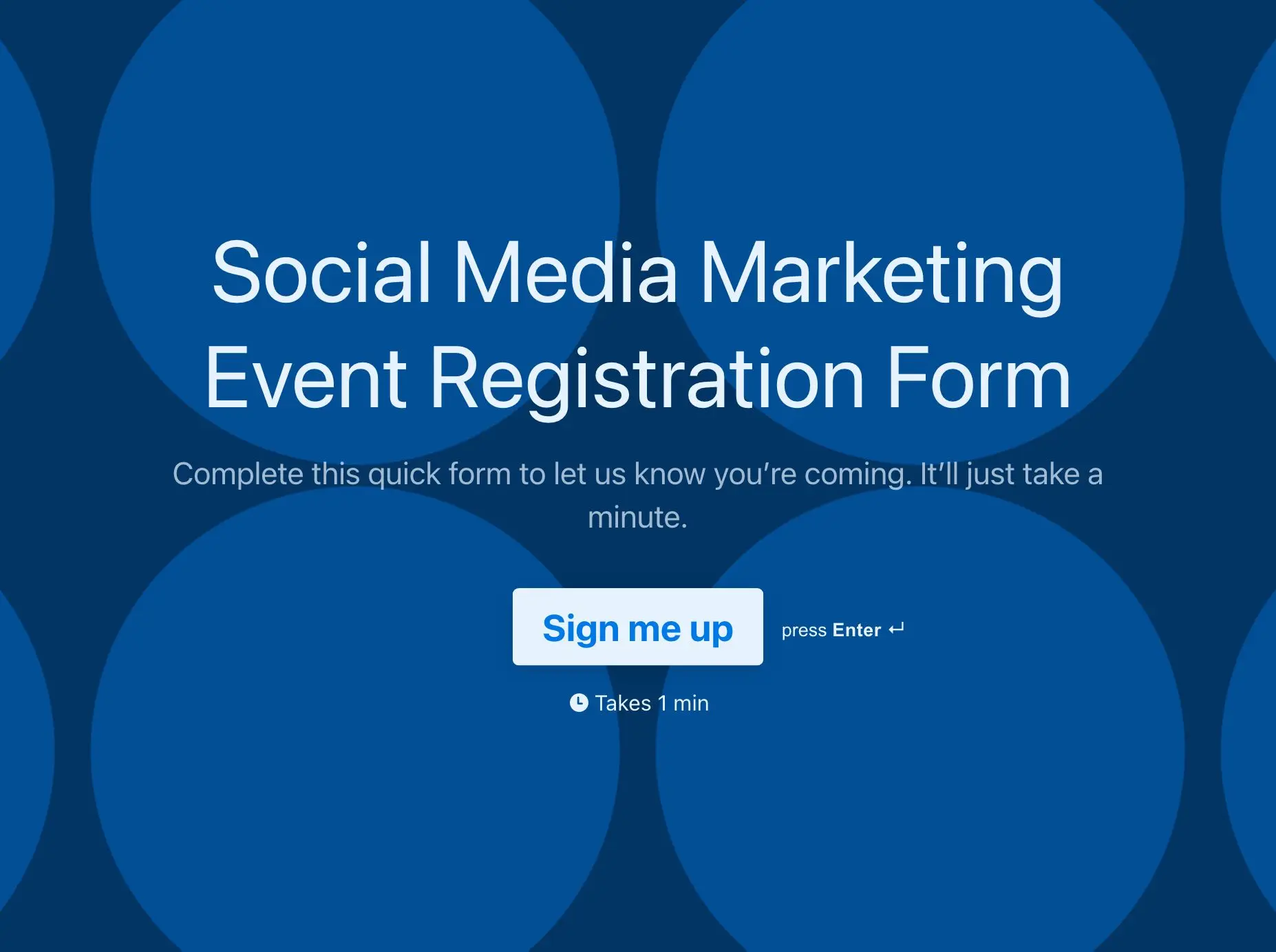 Social Media Marketing Event Registration Form Template Hero