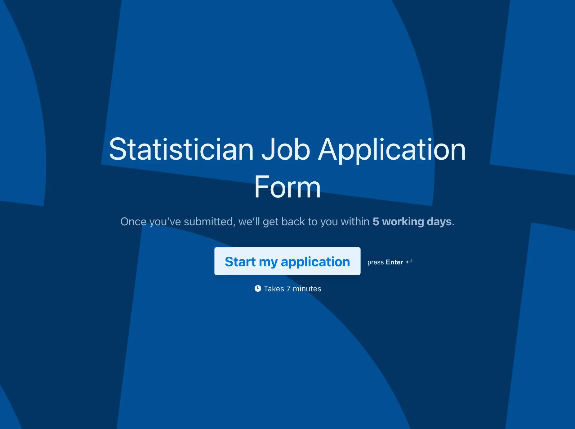 Statistician Job Application Form Template Hero
