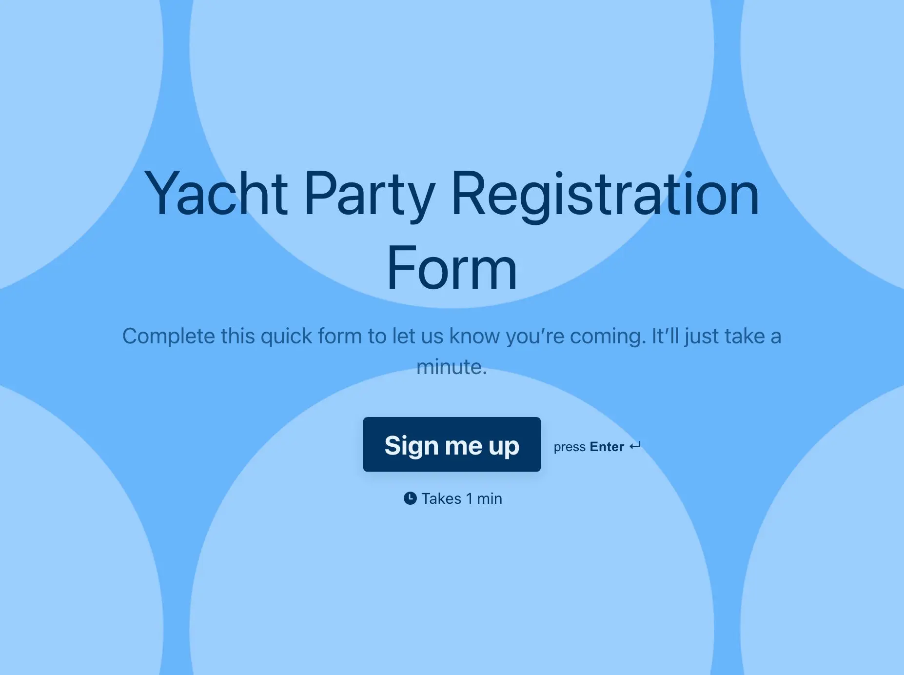 Yacht Party Registration Form Template Hero