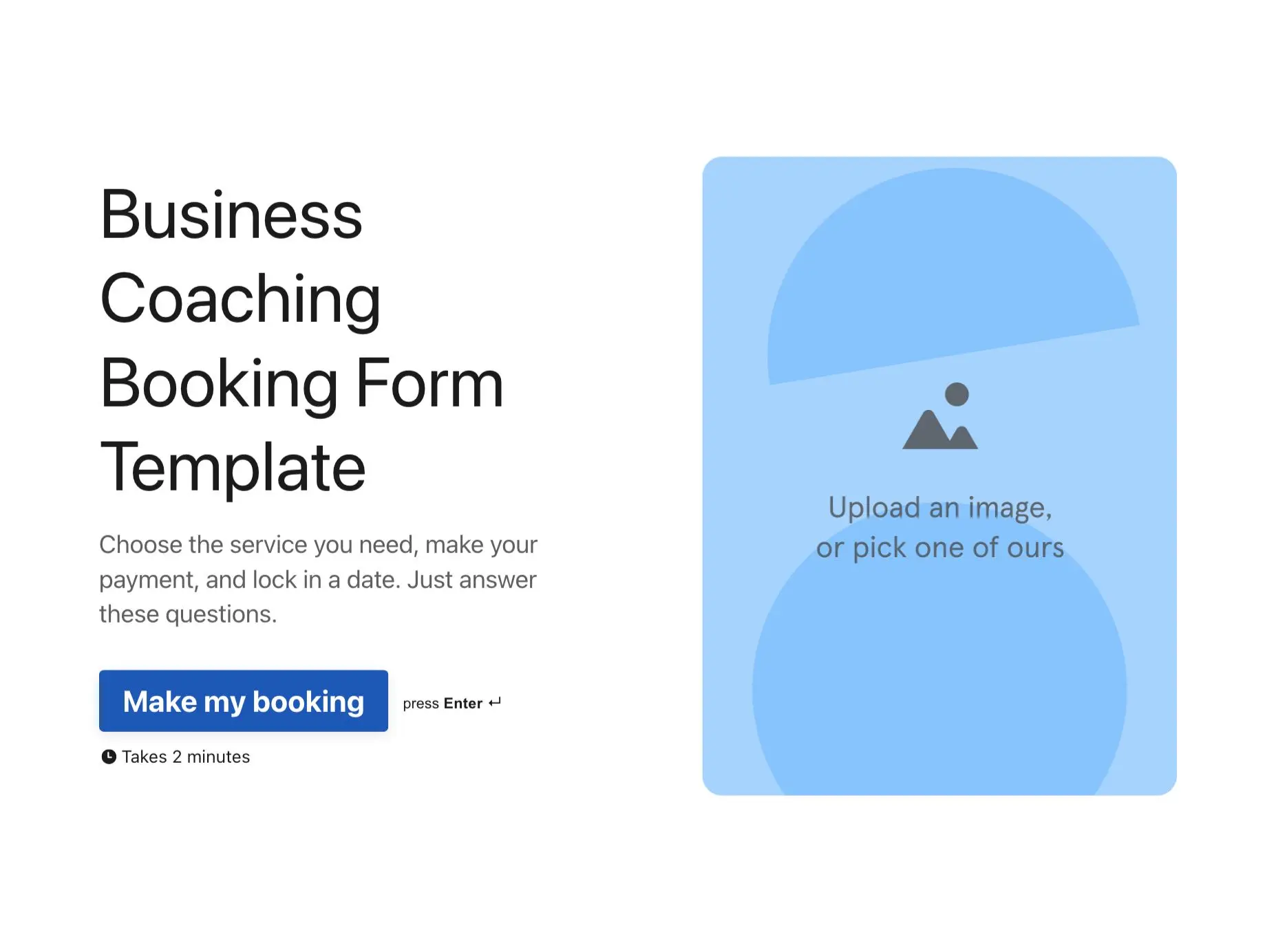 Business Coaching Booking Form Template Hero