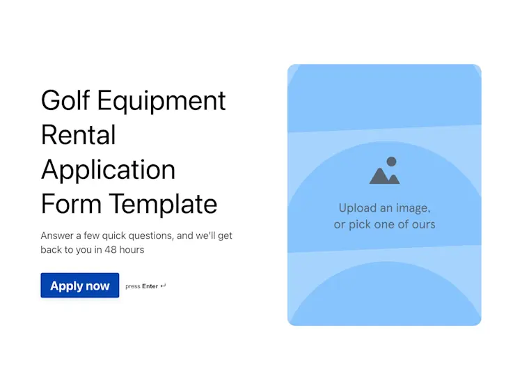 Golf Equipment Rental Application Form Template