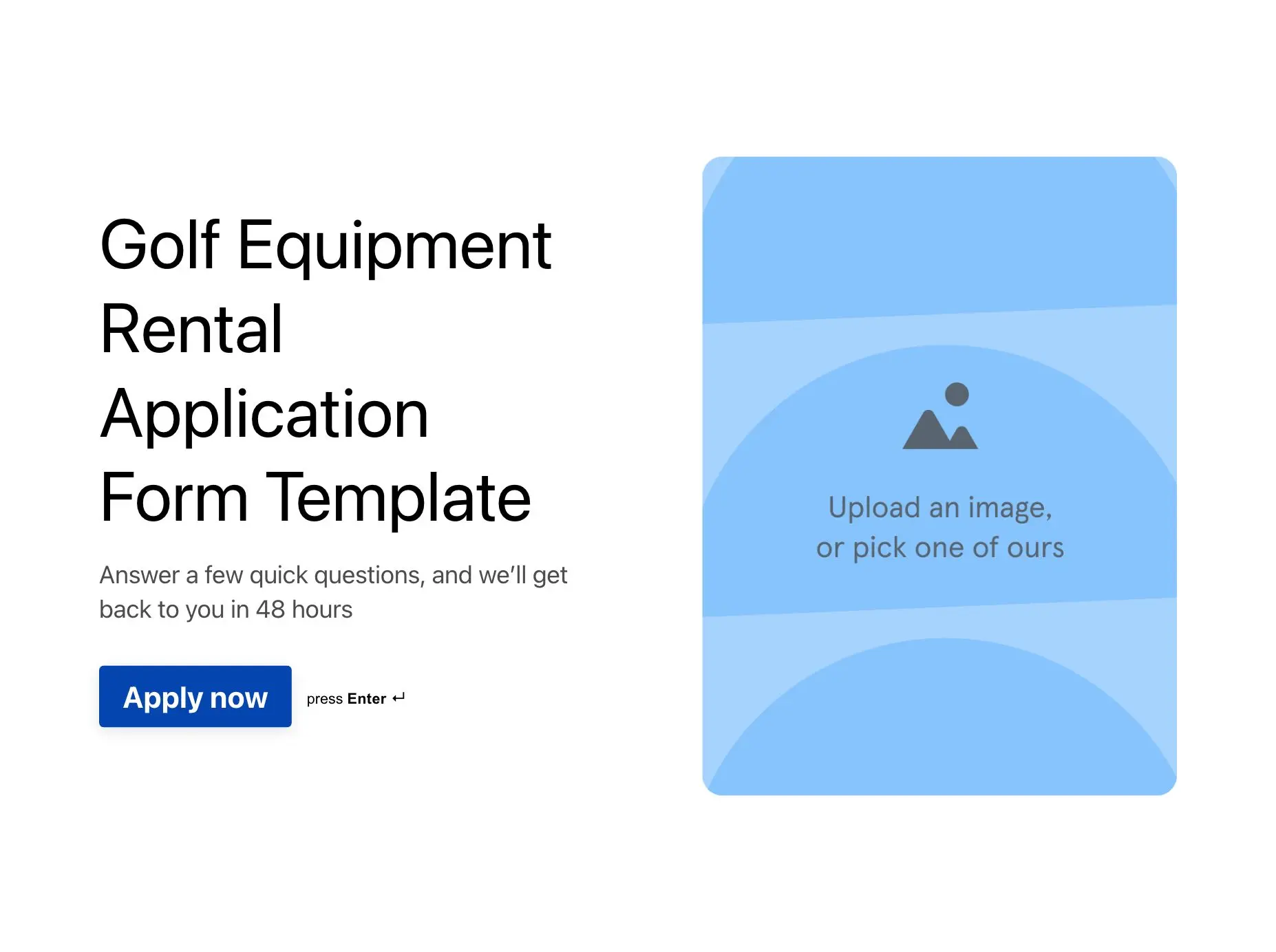 Golf Equipment Rental Application Form Template Hero
