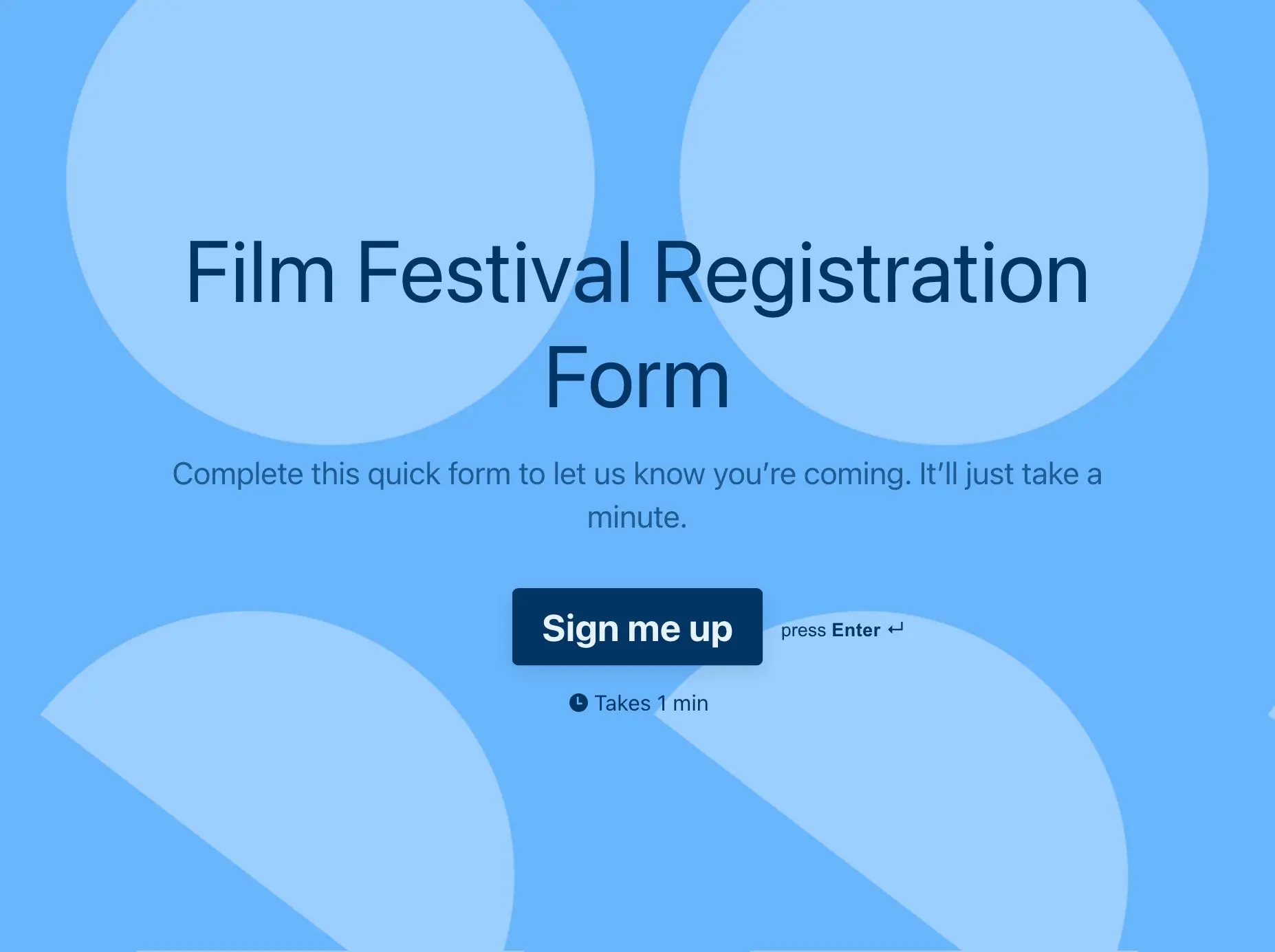 Film Festival Registration Form Template Hero