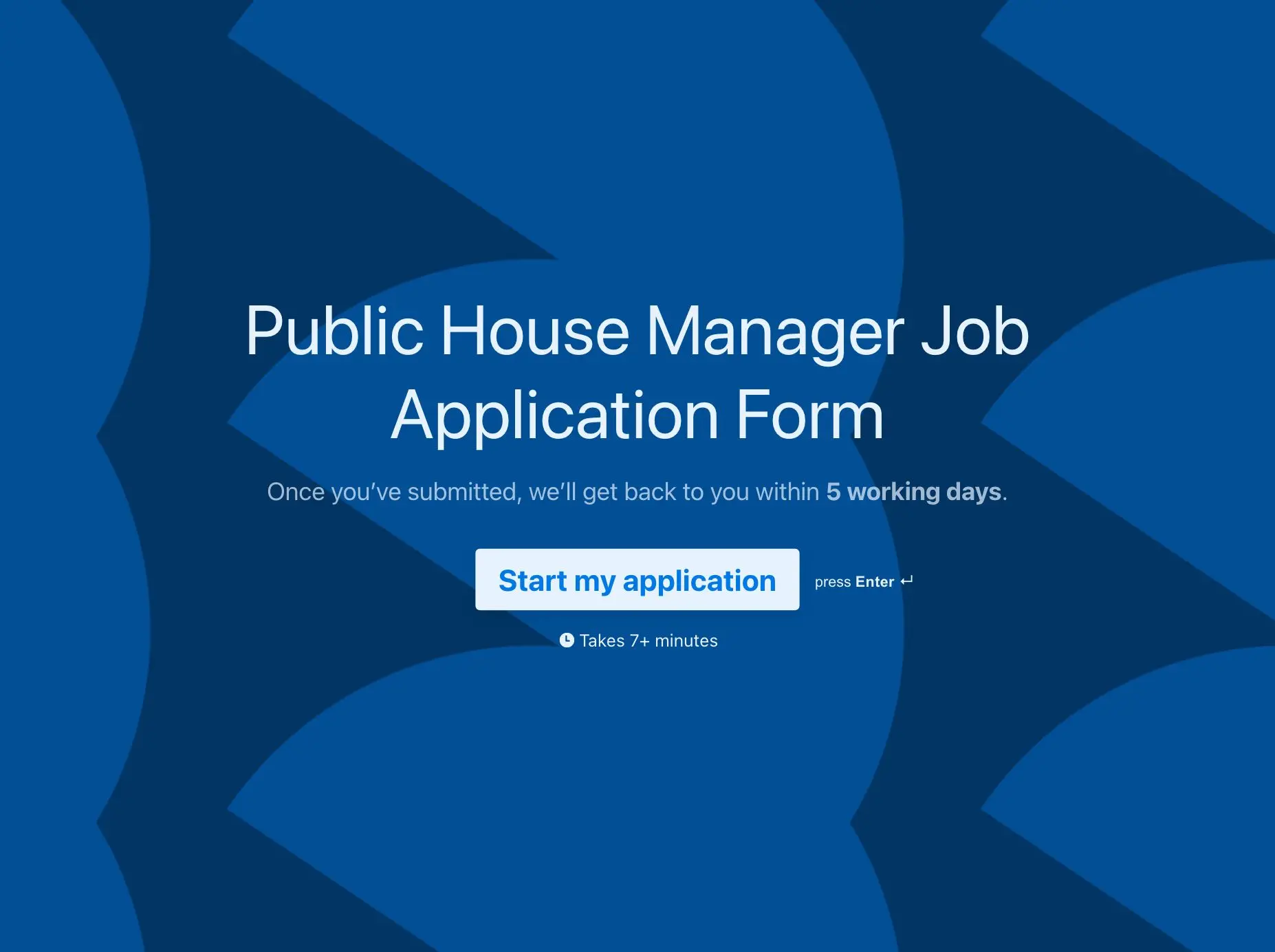 Public House Manager Job Application Form Template Hero