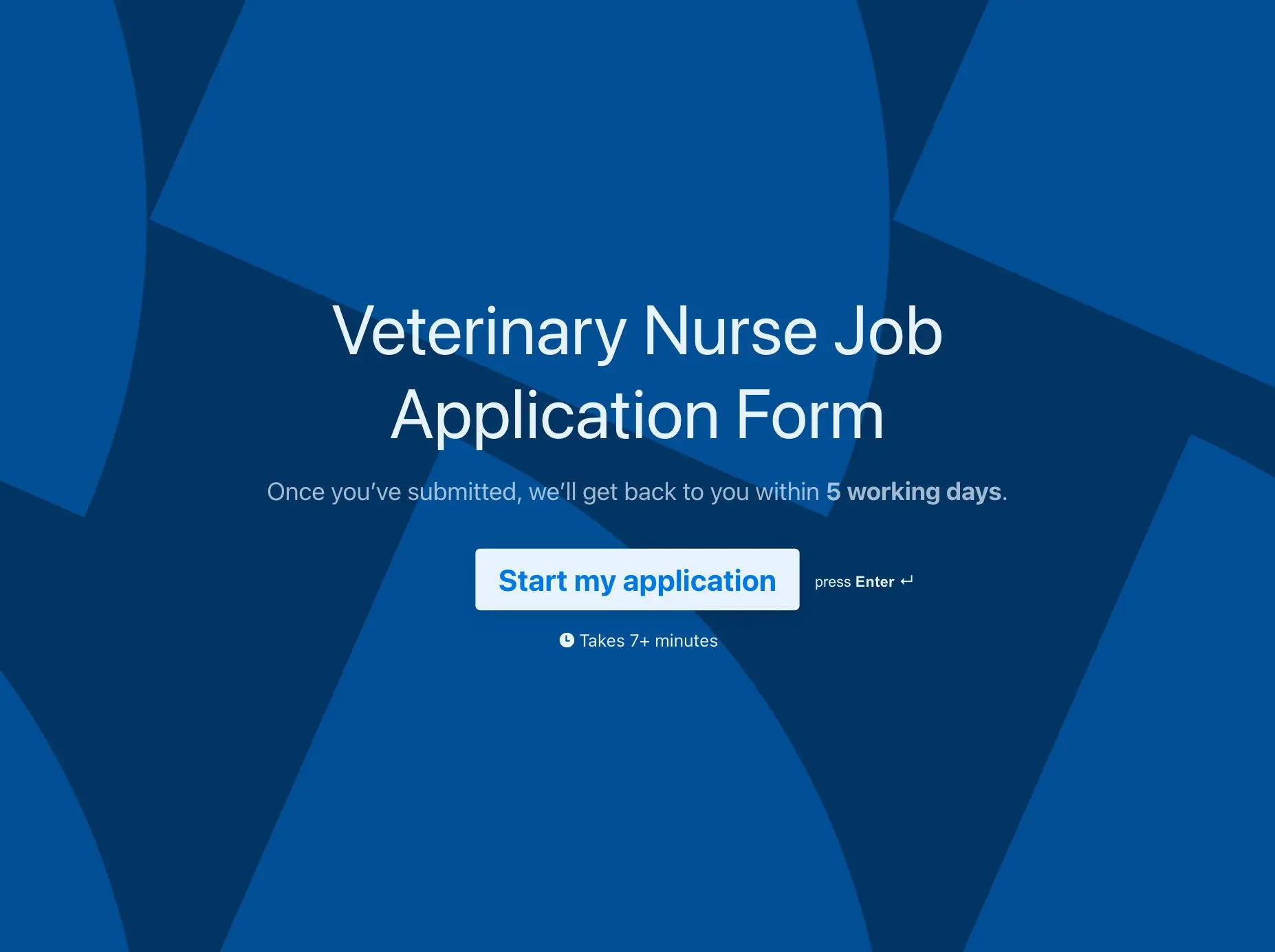 Veterinary Nurse Job Application Form Template Hero