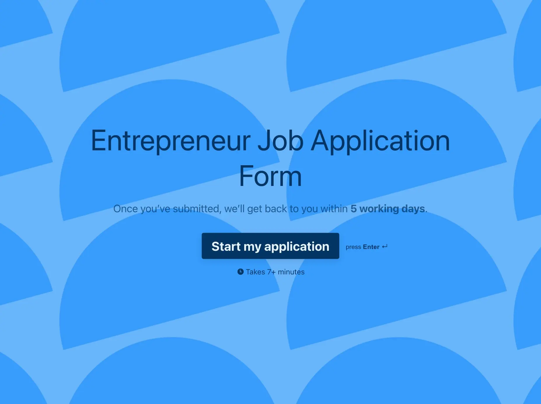 Entrepreneur Job Application Form Template Hero