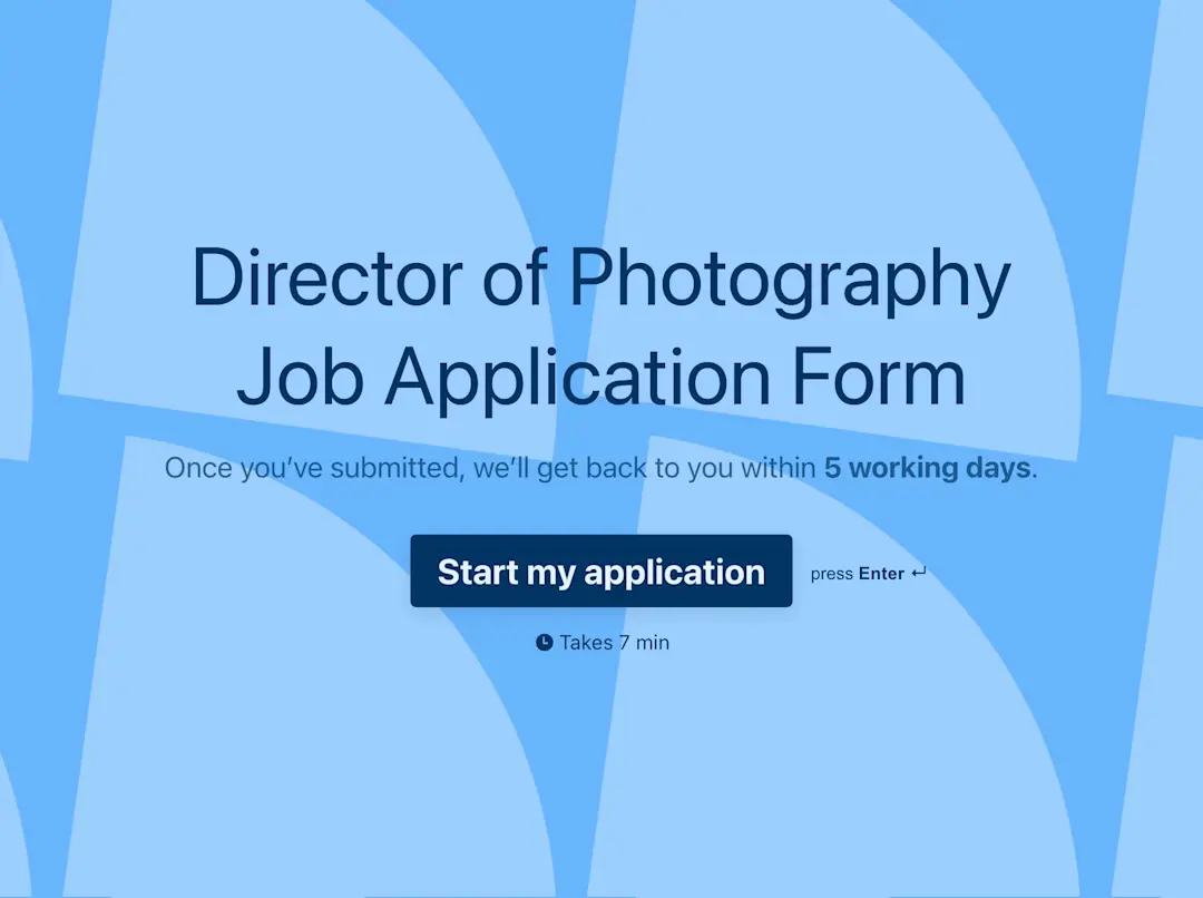 Director of Photography Job Application Form Template