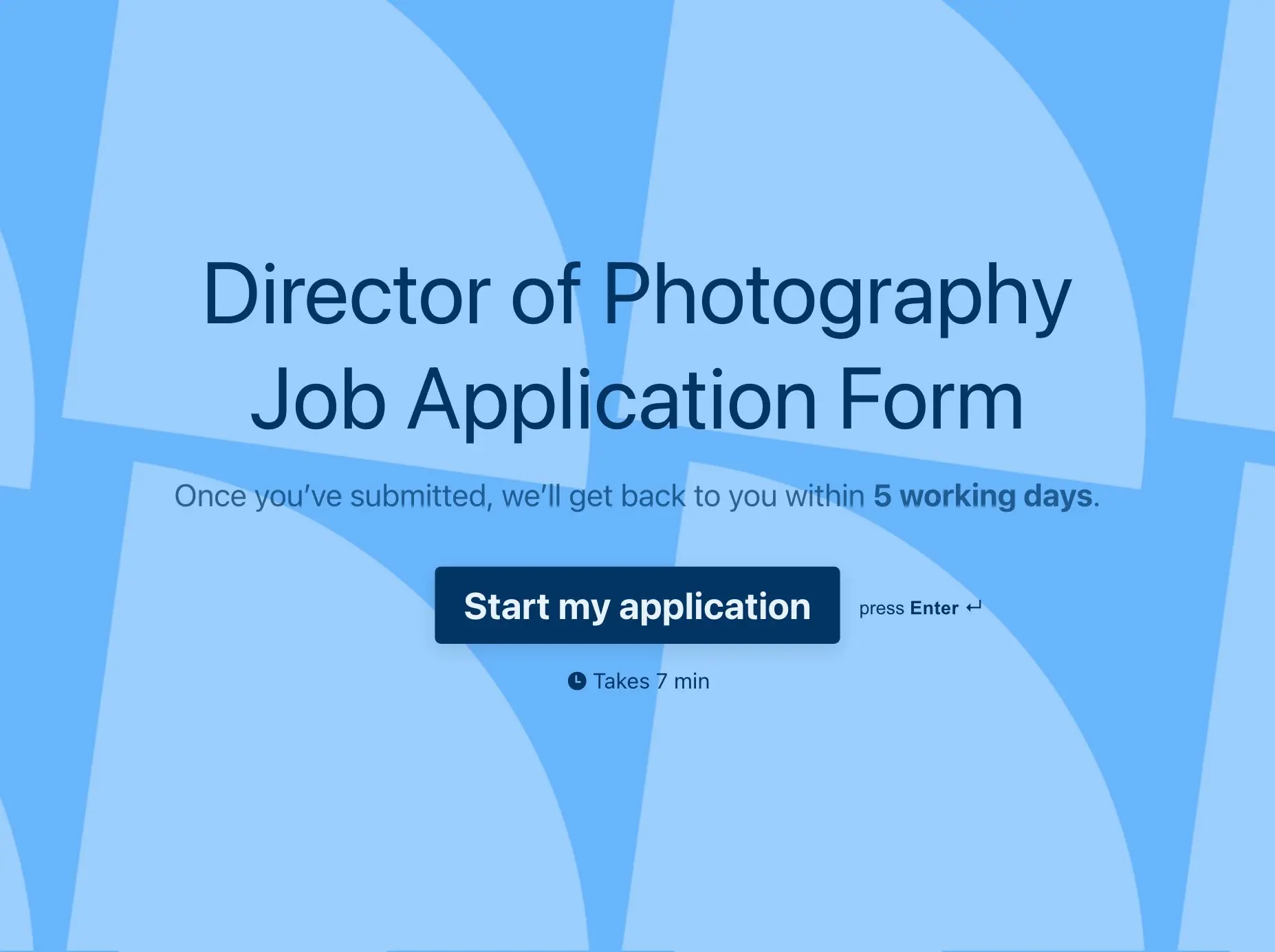 Director of Photography Job Application Form Template Hero