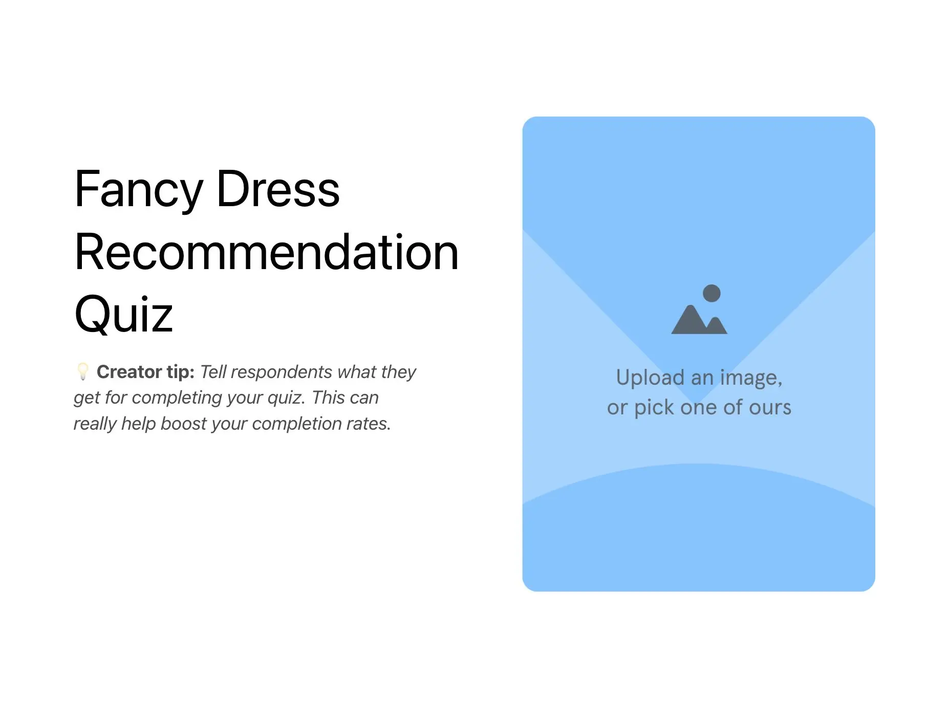 Fancy Dress Recommendation Quiz Template Hero