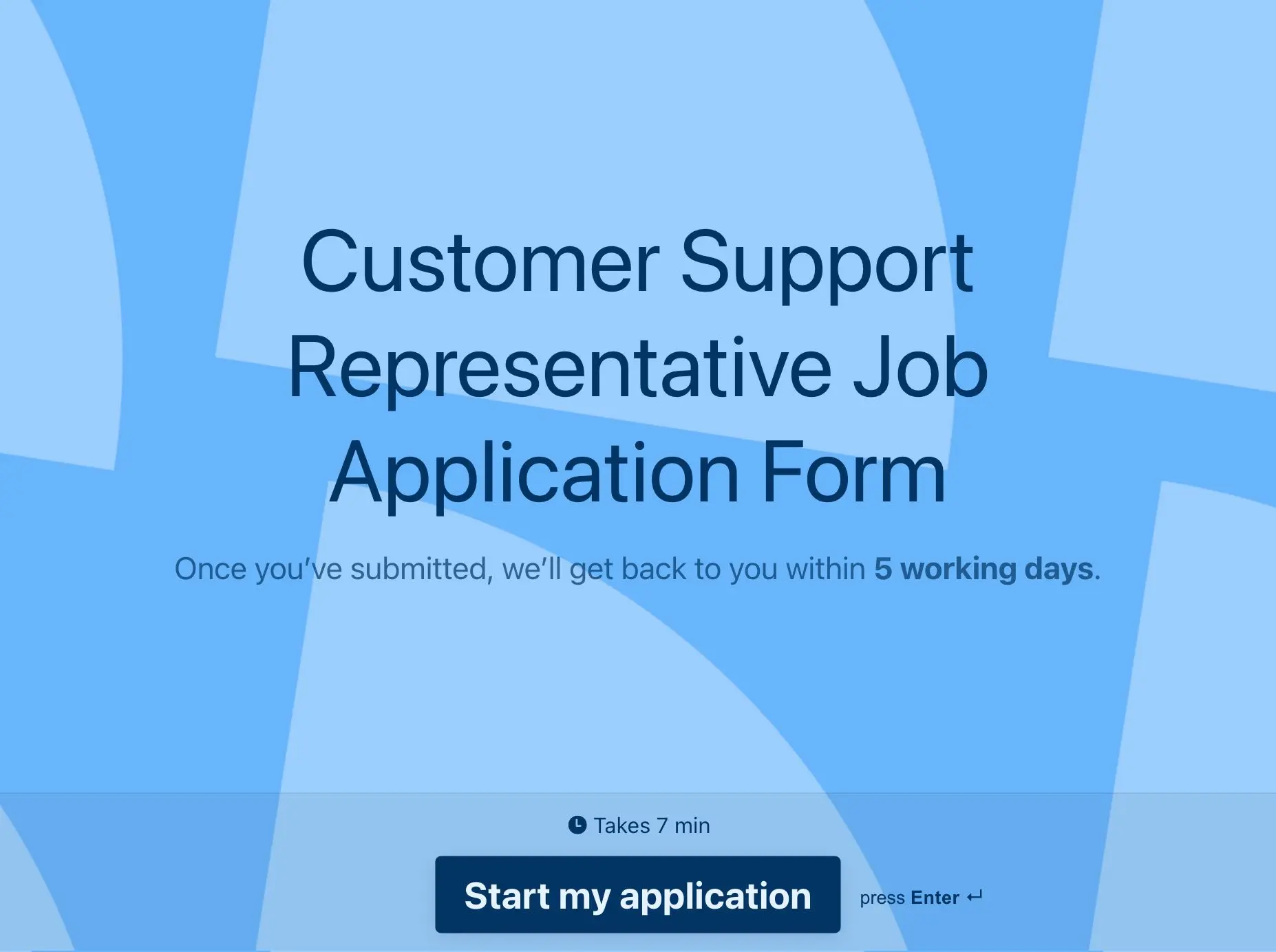 Customer Support Representative Job Application Form Template Hero