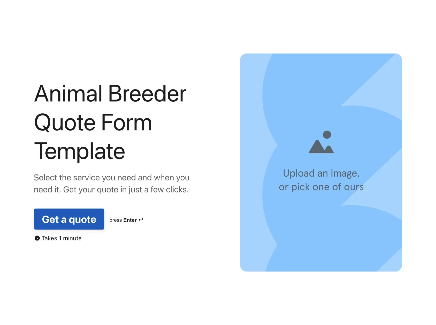 Animal breeder quote form template Hero