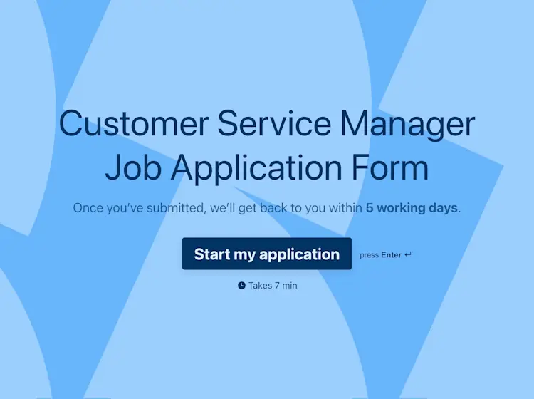 Customer Service Manager Job Application Form Template