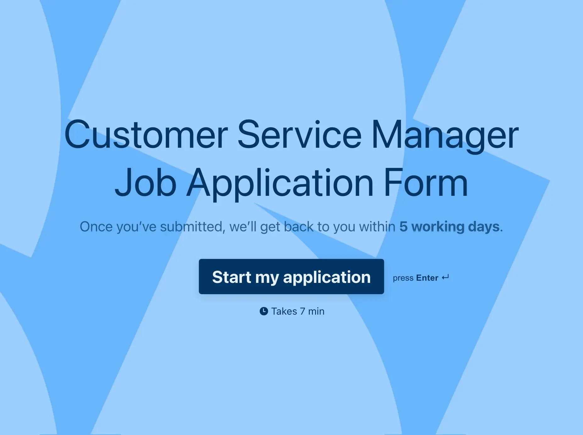 Customer Service Manager Job Application Form Template Hero