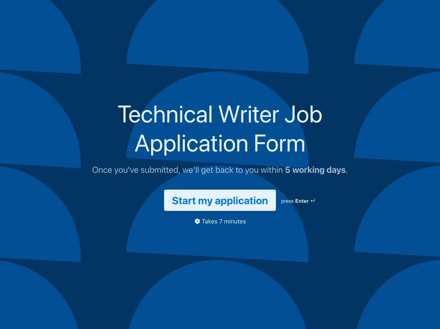 Technical Writer Job Application Form Template Hero