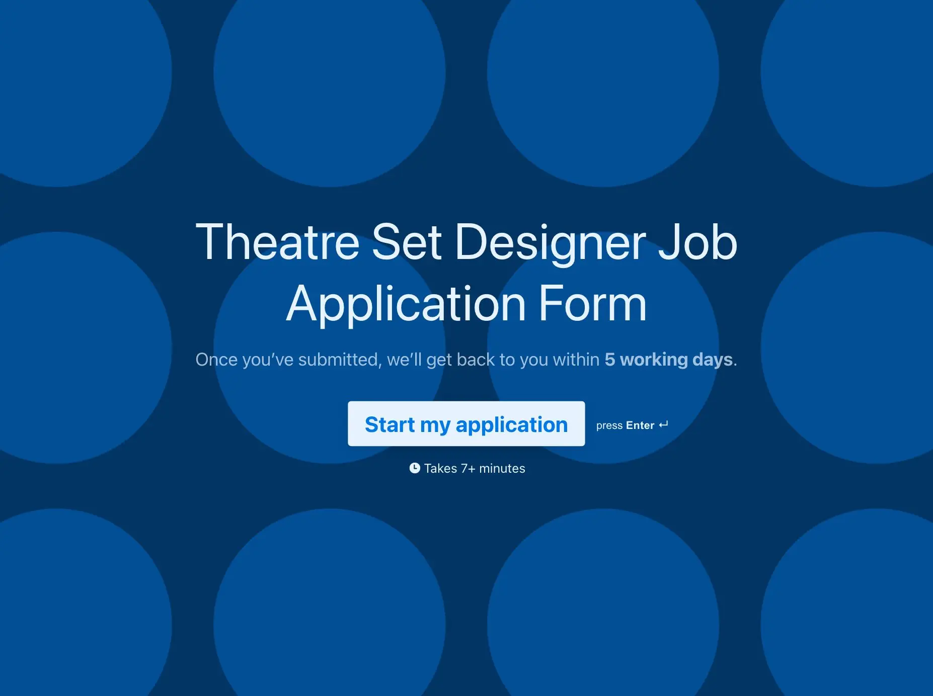 Theatre Set Designer Job Application Form Template Hero