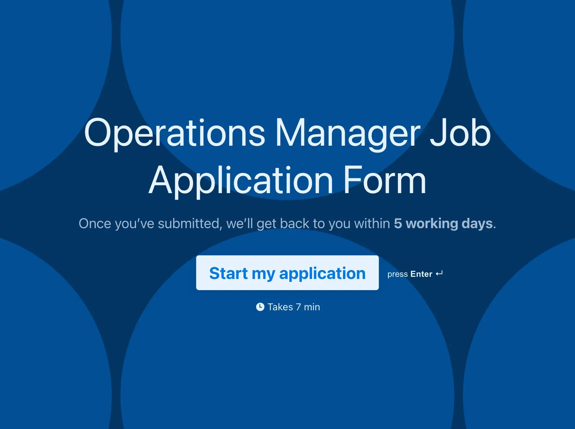 Operations manager job application form template Hero