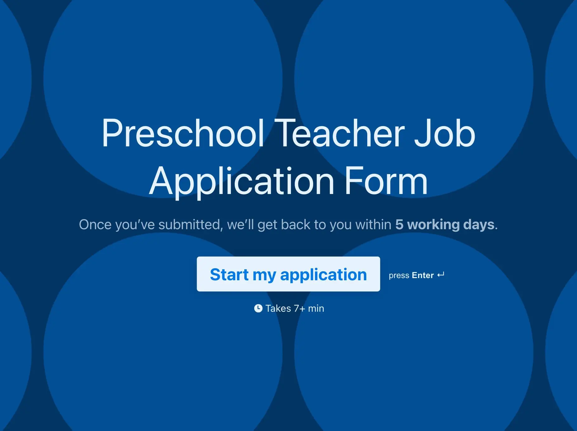 Preschool Teacher Job Application Form Template Hero