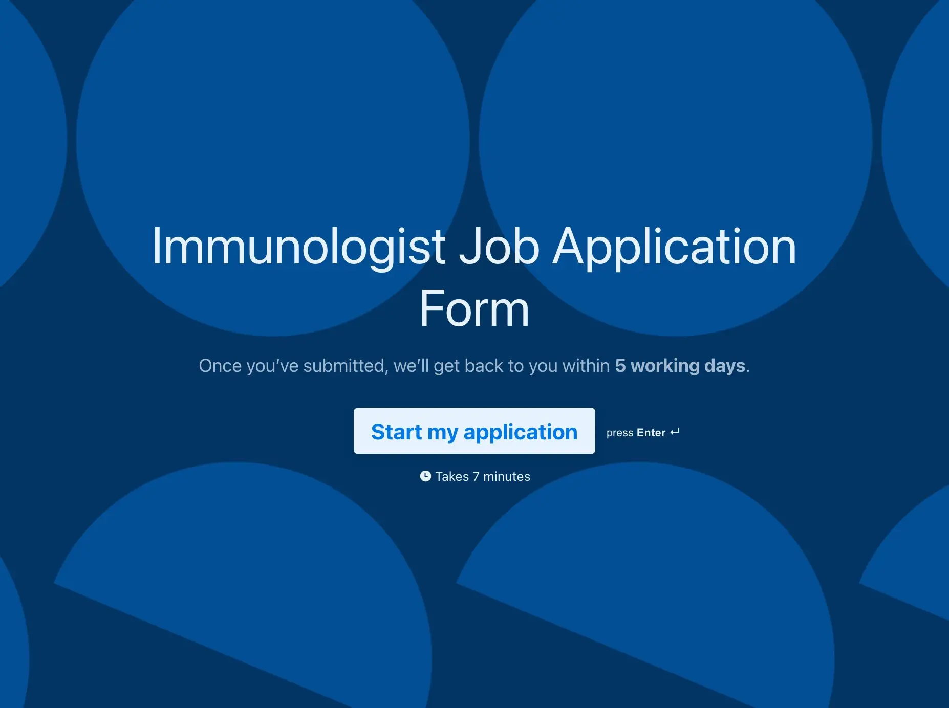Immunologist Job Application Form Template Hero